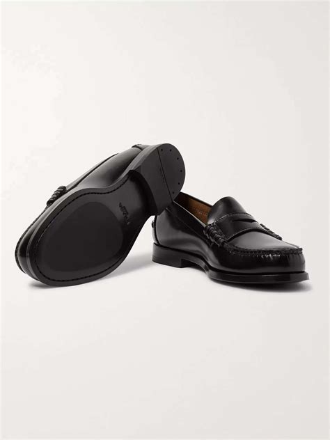 Prada Spazzolato Leather Logo Penny Loafers 